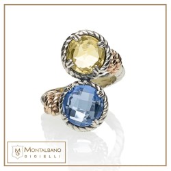 Anello Nodi cerchio intreccio 2 pietre